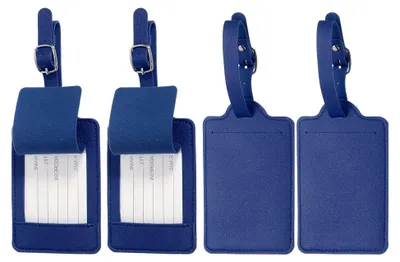 Produktbild von 4 Stück Gepäckanhänger aus Kunstleder, Dunkelblau