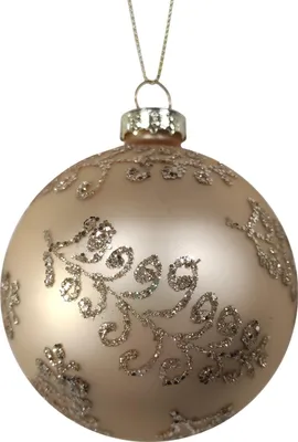 Produktbild von Weihnachtskugel Ø 8 cm Gold mit Ornament und Glitzer