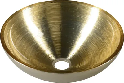 Produktbild von Sapho MURANO SOFT BROWN Glaswaschbecken zum Aufsetzen, Durchmesser 40cm, Beige-Gold