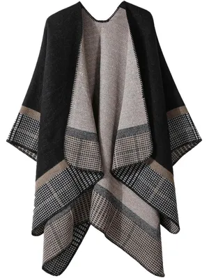Obrázok produktu pre Dámsky pončo, pletené, oversized, s kapucňou, čierna