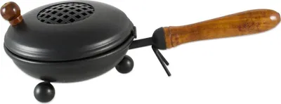 Produktbild von Ø 12cm Modern Räucherpfanne Metall Schwarz Holzgriff Weihrauchpfanne Groß 3289