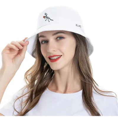 Obrázok produktu pre Klobúk Fischerhut, vyšívaný motívom dinosaurovho skeletu, biela farba, univerzálna veľkosť, materiál: polyester