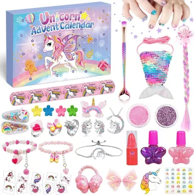 Obrázok produktu pre Adventný kalendár Unicorn Girl 2024 Šperky Šperky do vlasov Tetovanie 24 náplní