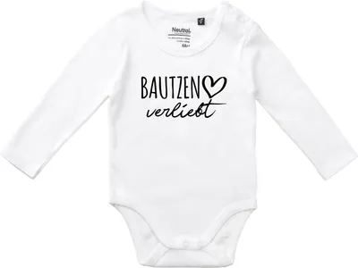 Produktbild von Huuraa Baby Body Bautzen verliebt 62 White  Baumwolle Fairtrade Langarmbody Geschenkidee