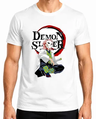 Zdjęcie produktu dla Koszulka męska Demon Slayer Sabito Mask Anime Kimetsu no Yaiba Gift, Biały, XL