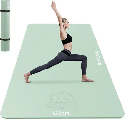 Obrázok produktu pre Veľká podložka na cvičenie pre jógu a pilates, protišmyková, ekologická, veľké rozmery, 183 x 122 / 198 x 137 x 0,6 cm