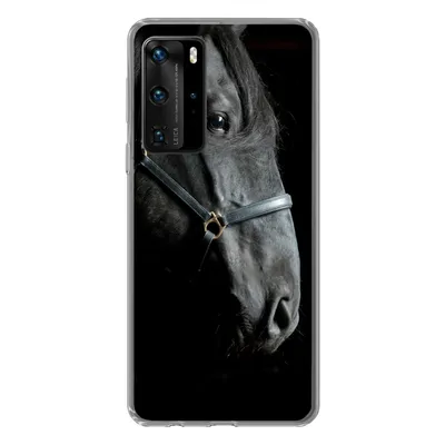 Produktbild von MuchoWow® Handyhülle Schutzhülle Hülle für Huawei P40 Pro Pferd - Schwarz - Halfter Silikon Softcase Handy Hülle - Schutz