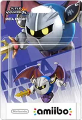 The image shows a packaged Nintendo amiibo figure of Meta Knight from Super Smash Bros.