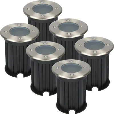 Produktbild von hoftronic LED Bodeneinbaustrahler 6x Ø12cm GU10 Dimmbar IP67 Edelstahl
