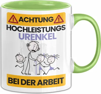 Produktbild von Urenkel Tasse Geschenk Lustiger Spruch Geschenkidee für Urenkel Achtung Hochleistungs Urenkel Bei Der Arbeit (Grün)