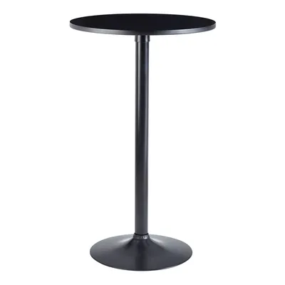Produktbild von WOHNLING Design Bartisch Schwarz Stehtisch Ø 60 cm Metall / Holz Partytisch Bistrotisch 100 cm Hoch Messetisch Modern