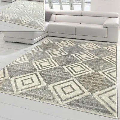 Zdjęcie produktu dla Dywan do salonu - marokański wzór w romby - w kolorze szarym Rozmiar - 160x230 cm