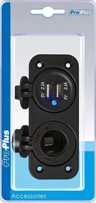 Immagine prodotto di Kit da incasso: presa DIN + porta USB doppia tipo A 2x2100mA in blister