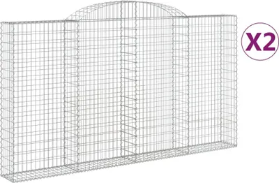 Imagen del producto de vidaXL: 2 gabiones con forma de arco, 300x30x160/180 cm, hierro galvanizado