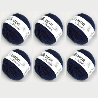 Productafbeelding van 6x Lillemor van Permin – Biologisch Merinowol voor baby's, kinderen en volwassenen (kleur: marineblauw)
