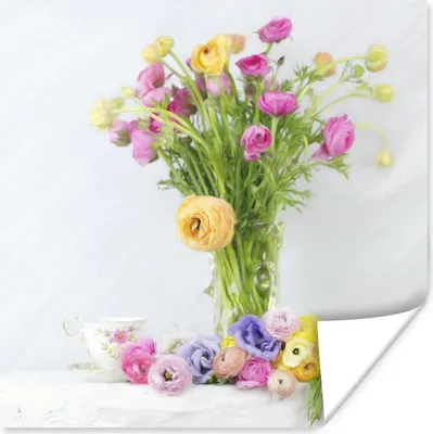 Produktbild von MuchoWow® Poster Stillleben - Farben - Blumen 50x50 cm - Wohnzimmerdekoration