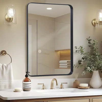 Productafbeelding van Wandspiegel 50x75CM met Zwart Frame voor de Badkamer
