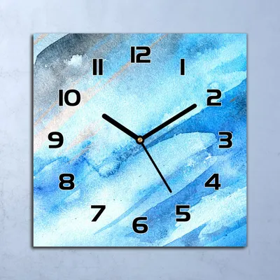 Produktbild von Wanduhr Echt-Glas-Küchenuhr abstraktes Aquarell Quarz 30x30 Deko Bilder