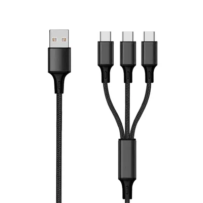 Immagine prodotto di 2GO Cavo di ricarica USB 3in1 USB Type-C nylon 1,5 m nero