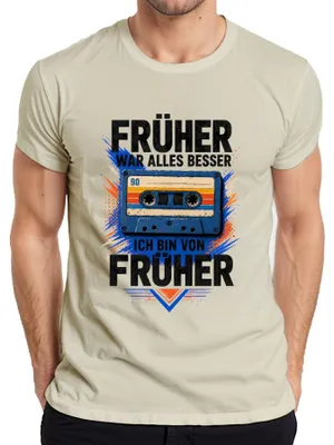 Immagine prodotto di "Prima era meglio". T-shirt da uomo con scritta sarcastica, colore naturale, taglia XL