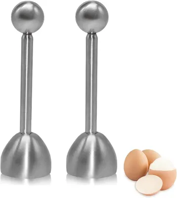 Produktbild von Eierschalen Set 2-teilig, Edelstahl, mit Eieröffner und Schneider, für weich und hartgekochte Eier, für Küche