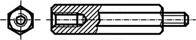 Immagine prodotto di 10 distanziatori con filettatura, diametro interno 12 mm: M4, diametro esterno: M4, in nichel, codice prodotto: 1545396. Distanziatori