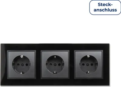 Produktbild von Steckdosen Set McPower Flair "Beginner 3S-Style Profi", anthrazit, schwarzer Glasrahmen, Klemmanschluss
