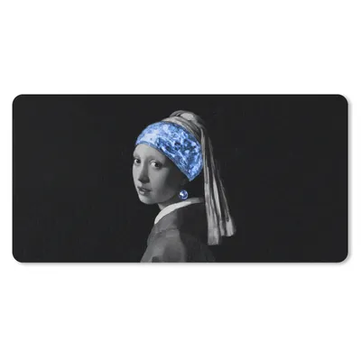 Produktbild von MuchoWow® Mauspad Mousepad Mädchen mit einem Perlenohrring - Blau - Vermeer 60x30 cm - Mousepads - Maus Mat - Pad - Mausunterlage - Nachhaltig