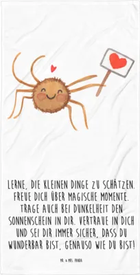 Produktbild von Mr. & Mrs. Panda Handtuch Spinne Agathe Motivation - Weiß - Geschenk, Strandtuch, Liebe, Dankeschön, Vertrauen, Badehandtuch, Reisehandtuch, Duschhandtuch, Duschtuch