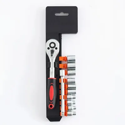 Produktbild von 12-teiliges Steckschlüsselsatz - Ratschenschlüssel-Set - 1,27 cm Antrieb - Verlängerungsstange - Legierung - Für Metall - Silber