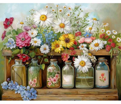 Malen nach Zahlen Set 40x50 cm Blumen für Erwachsene
