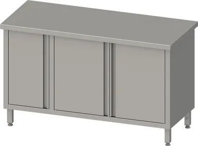 Produktbild von Arbeitsschrank mit Flügeltüren, 1800x600x850 mm, mit Flügeltürschrank links, ohne Aufkantung, verschweißt