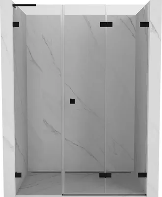 Image de Mexen Lunar-F L Porte de douche pliante droite 140 cm, transparente, noire - 836SL-140-050-70-00-P