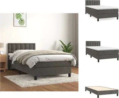 Produktbild von vidaXL Boxspringbett mit Matratze Dunkelgrau 80x200 cm Samt -  Betten & Bettgestelle