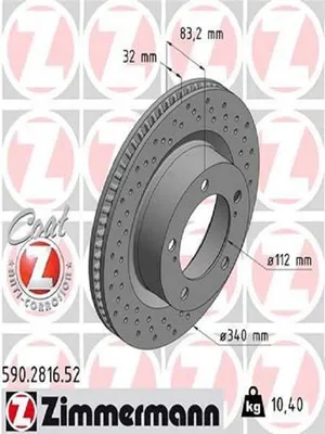 Produktbild von 2x ZIMMERMANN Bremsscheibe 590.2816.52 für TOYOTA LAND CRUISER (VDJ20_ UZJ20_)