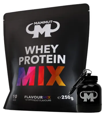Produktbild von Mammut Nutrition - Whey Protein 10 x 25 g Proben Mixbeutel - 10 Portionen Eiweiß + GRATIS Powderbank, Geschmack: Mix Beutel 10 x 25 g