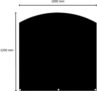 Produktbild von Bodenplatte Kamin Emaillierte-Stahlblech grau schwarz 1000 x 1200 mm E 41-Segmentbogen