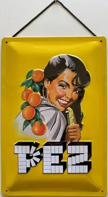 Blechschild mit Kordel 30 x 20 cm orange Retro Werbeschild