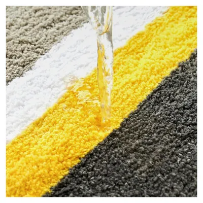 Produktbild von Badematte Duschmatte rutschfest Badvorleger Fußmatte Badezimmermatte weich saugfähig 1 Stück 60x90cm Gelb und Grau