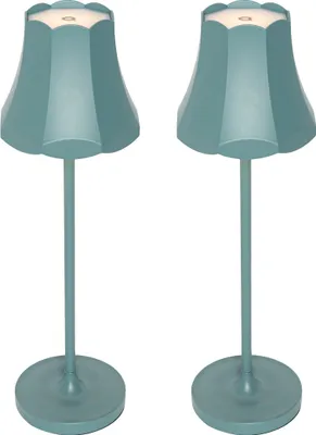 Produktbild von Set aus 2 Retro Tischleuchten MineralBlau wiederaufladbar IP44 Granny