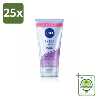 Immagine prodotto di 25 confezioni di gel modellante NIVEA Extra Strong, 150 ml ciascuna - confezione grande - 25 pezzi