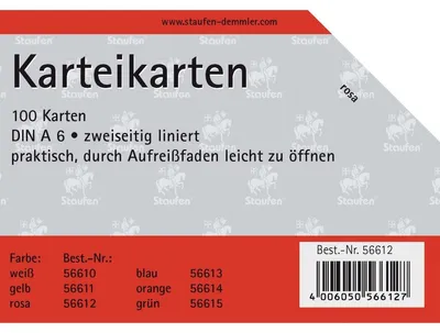Produktbild von Karteikarten A6 liniert 180g/qm rosa VE=100 Stück