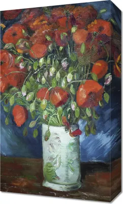 Image de Tableau 30 x 50 cm Vase avec coquelicots, Van Gogh Vintage pour le salon