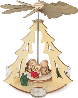 Produktbild von Pyramide mit 3 Eulenkindern für Teelichte BxHxT 20x22x20cm NEU