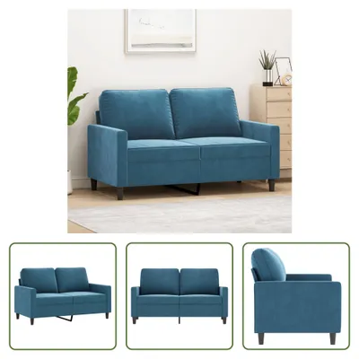 Produktbild von The Living Store 2-Sitzer-Sofa Blau 120 cm Samt