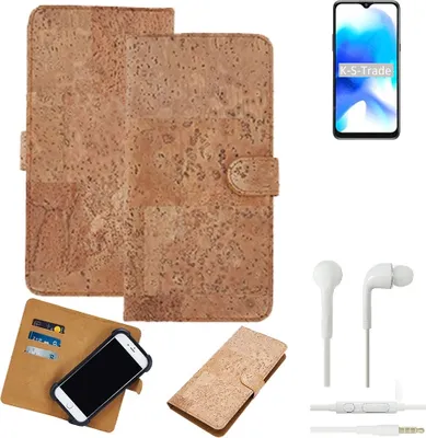 Produktbild von K-S-Trade Hülle kompatibel mit Blackview A80s + in ear Kopfhörer Kork Handyhülle Cover  Schutzhülle TPU Case Bumper in Hellbraun, (1x)