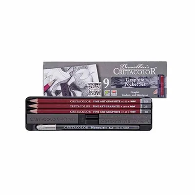 Image de Cretacolor Graphite Set de dessin et d'esquisse 9 pièces Set de poche pour enfants et adultes