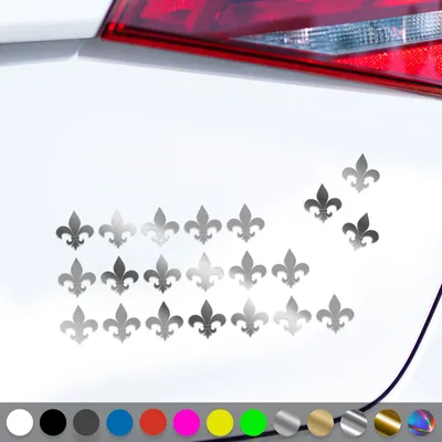 Produktbild von PantherPixel Lilie Aufkleber Fleur De Lis Lys Set Florenz Sticker Auto Geschenkidee Farbe Chrom-Silber