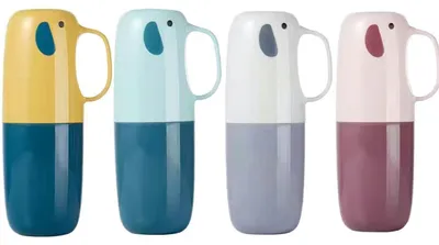 Produktbild von 4er Set Zahnbürstenetui mit Becherfunktion, Tragbar, Kunststoff, 4 Farben