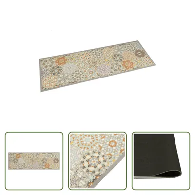 Image de The Living Store Tapis de cuisine Lavable Hexagon Pastel 60x180 cm Velours